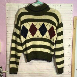 LIZ SPORT woman’s sweater,  M.  petite,  green stripes ...